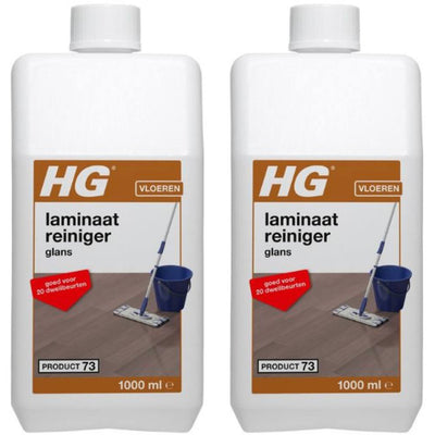 HG Laminaatreiniger Glans, set van 2 stuks – reiniger voor glanzende laminaatvloeren met gratis KwastenDiscounter spons
