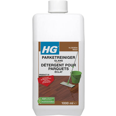 HG Parketreiniger Glans 1 liter – reiniger voor glanzende parketvloeren met gratis KD spons
