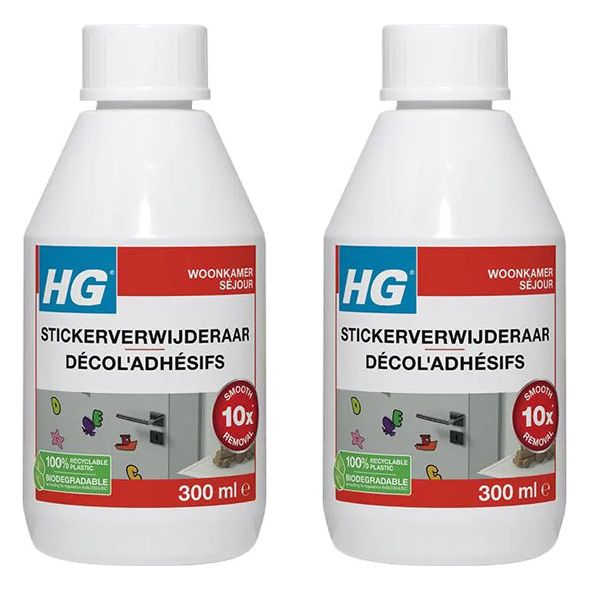HG Stickerverwijderaar 2 stuks met gratis KwastenDiscounter spons – effectief voor het verwijderen van stickers en lijmresten
