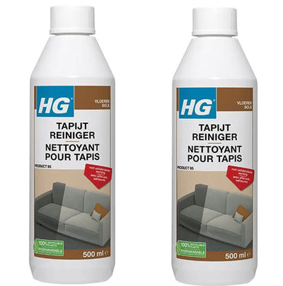 HG tapijtreiniger 500 ml 2 stuks met gratis KwastenDiscounter spons – verwijdert effectief vuil en vlekken uit tapijt en vloerbedekking
