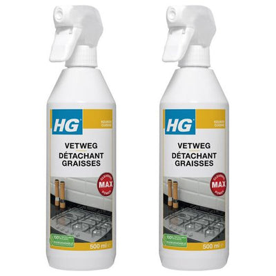 HG vetweg 500 ml 2 stuks met gratis KwastenDiscounter spons – krachtige ontvetter voor hardnekkig vet en vuil
