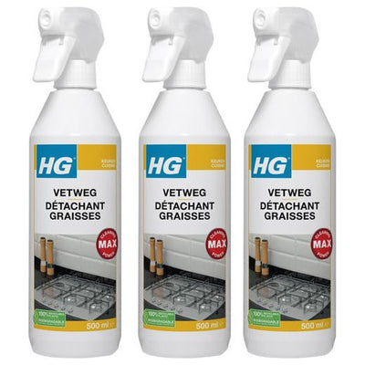HG vetweg 500 ml 3 stuks met gratis KwastenDiscounter spons – krachtige ontvetter voor hardnekkig vet en vuil
