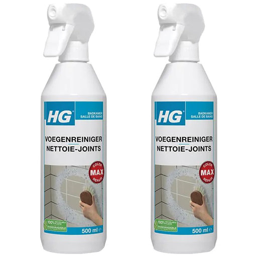 HG voegenreiniger 2 stuks met gratis KwastenDiscounter spons – effectieve reiniger voor het verwijderen van vuil en aanslag uit voegen
