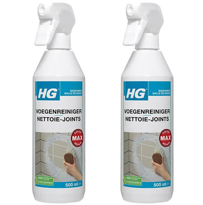 HG voegenreiniger 2 stuks met gratis KwastenDiscounter spons – effectieve reiniger voor het verwijderen van vuil en aanslag uit voegen
