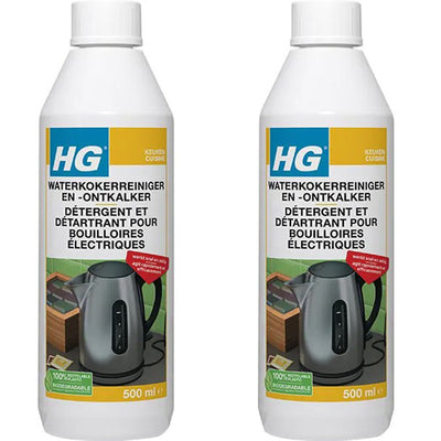 HG waterkokerreiniger en -ontkalker 2 stuks met gratis KwastenDiscounter spons – verwijdert kalkaanslag snel en veilig uit waterkokers

