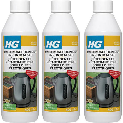 HG waterkokerreiniger en -ontkalker 3 stuks met gratis KwastenDiscounter spons – verwijdert kalkaanslag snel en veilig uit waterkokers
