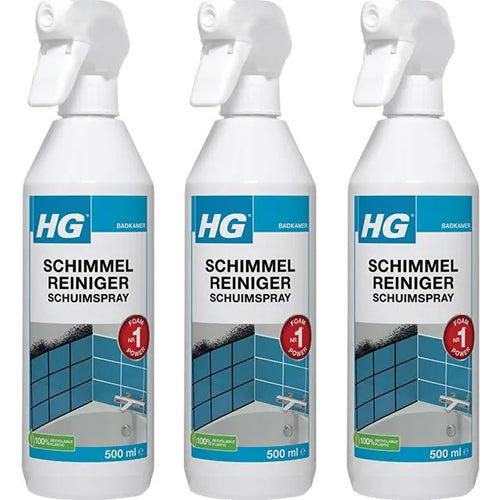 HG schimmelreiniger schuimspray - 3 stuks + KwastenDiscounter spons