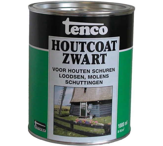 Tenco Houtcoat Zwart 1 liter – duurzame en waterbestendige houtverf voor buitengebruik
