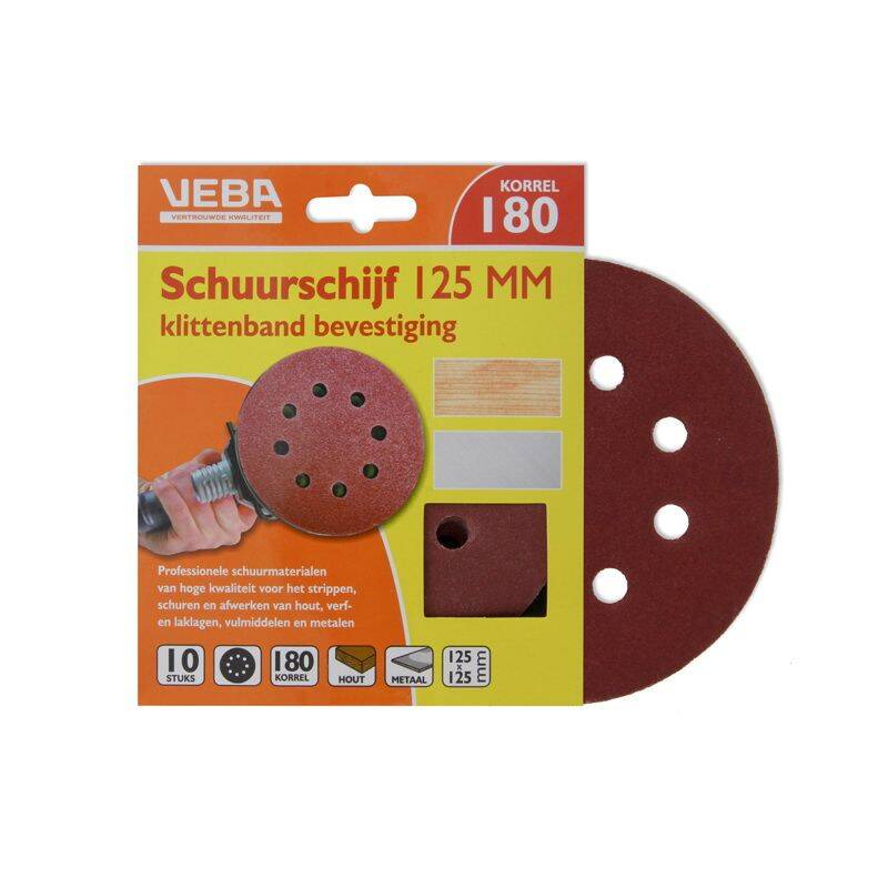 Schuurschijf rond klittenband  P180 (Ø125mm)