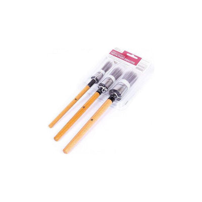 3-delige-ronde-verfkwastenset---maat-8,-12-&-16---rvs-bus---gelakte-beukenhouten-steel---100%-synthetisch-haar---geschikt-voor-alkyd/terpentine-en-acryl-(waterbasis)-verf-afbeelding